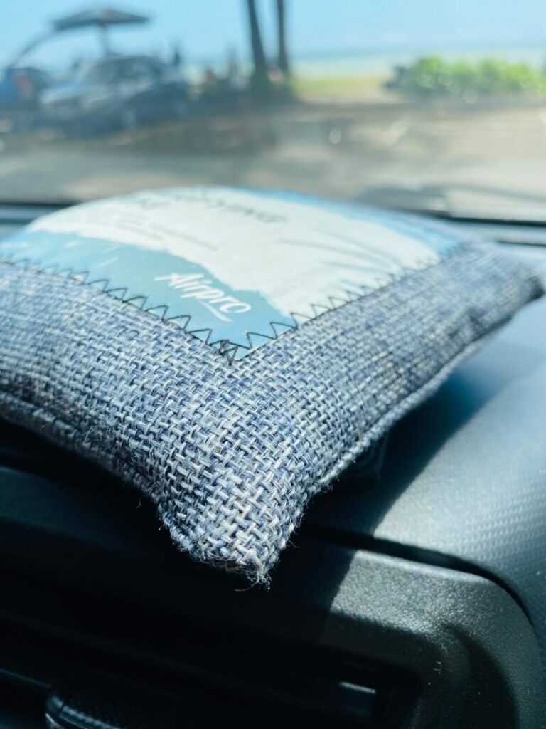 AirJoi air purifying bag in the car